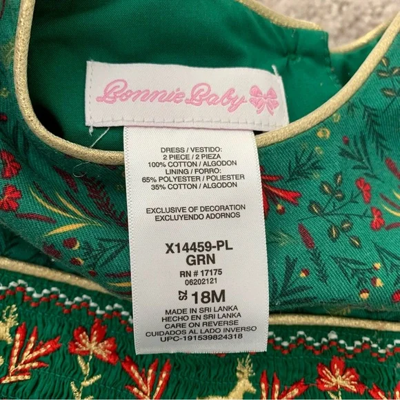 Bonnie Baby Smocked Reindeer Christmas Dress - 18 months - Picture 4 of 5